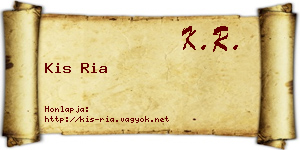 Kis Ria névjegykártya
